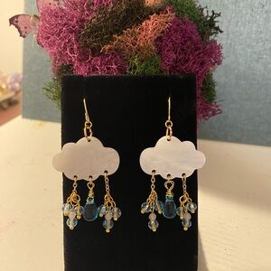 Elegant Cloud Earrings with Blue and Gold Accents